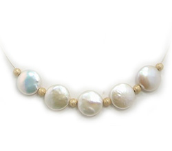Freshwater Pearl Necklace, Coin Pearl Necklace