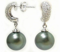 Diamond and Tahitian Pearl Earrings