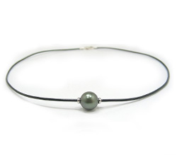 Leather Tahitian Pearl Necklace