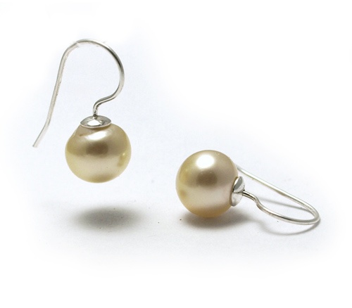 Golden South Sea pearl earwire earrings