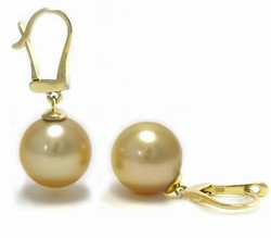 Golden South Sea Pearl Earrings Leverbacks