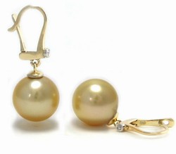 Golden South Sea Pearl Earrings Leverback
