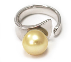 Open Shank Golden South Sea Pearl Ring