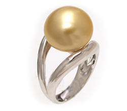 Split Shank Golden South Sea Pearl Ring