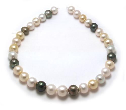 Multi Color South Sea Pearl necklace with Black Pearls