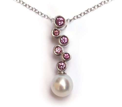 Pink Sapphire and South Sea Pearl Pendant