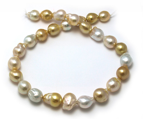 Multi Color South Sea Pearl necklace with Freeform Pearls