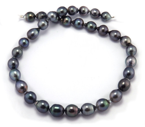 Black Tahitian Pearl Necklace with Blue Overtone