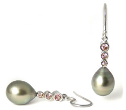 Sapphire and Tahitian Pearl Earrings