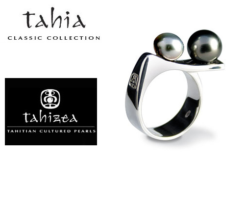 Two Tahitian Pearls Ring in Sterling Silver