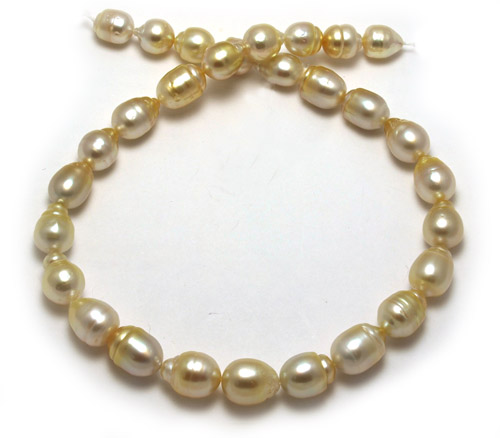 Teardrop Gold South Sea Pearl Necklace with Semi-Baroque Golden Pearls