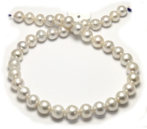 Roundish South Sea Pearl Necklace with Semi-Baroque White South Sea Pearls