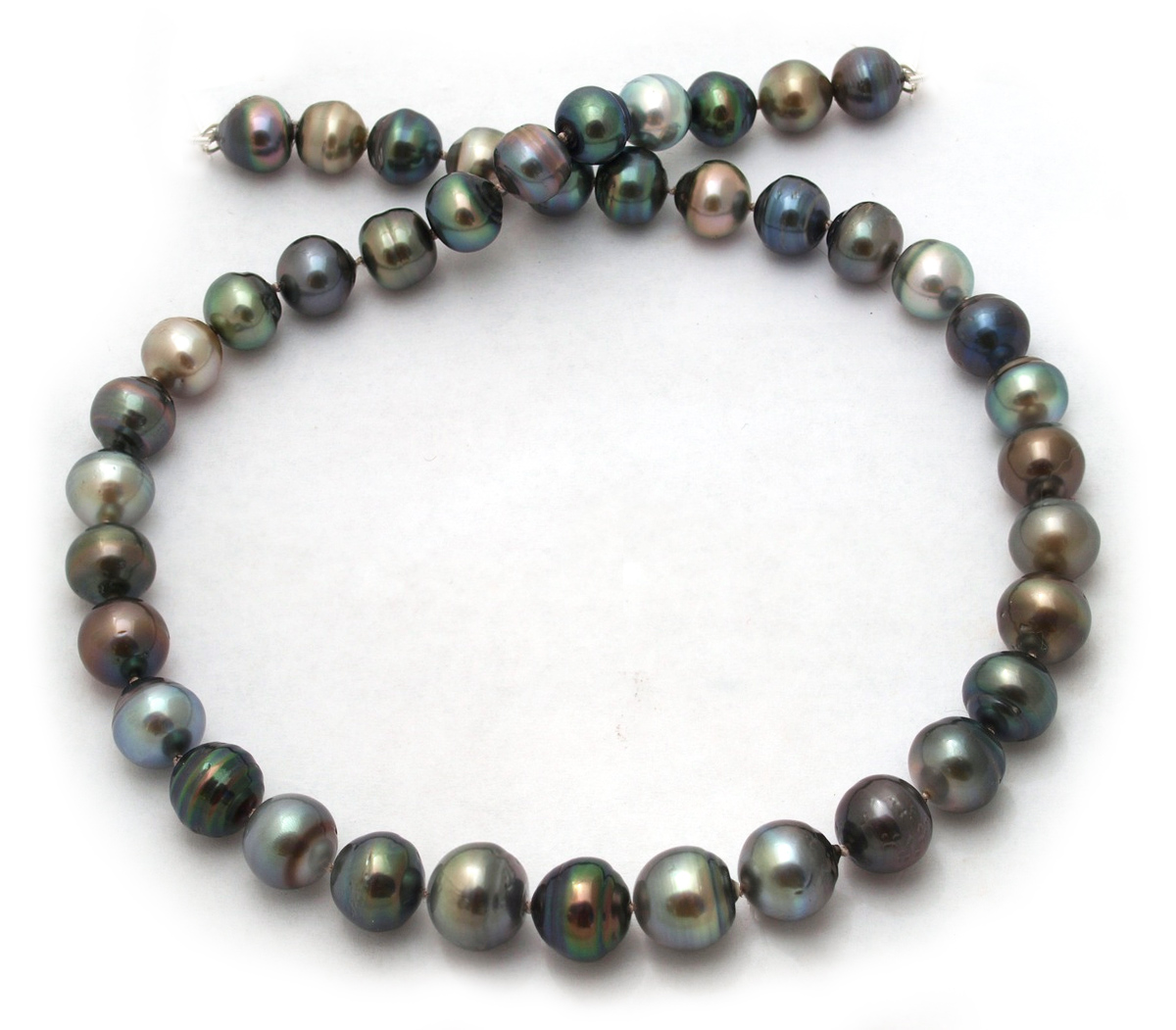 Multi Color Tahitian Pearl Necklace with Round Tahitian Pearls